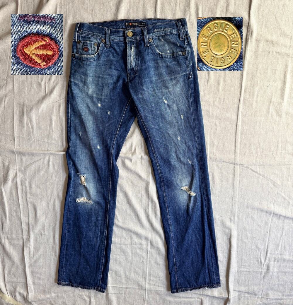Vintage Energie Jeans Men's 33X34 Justin Distressed Jeans Straight Fit Y2K